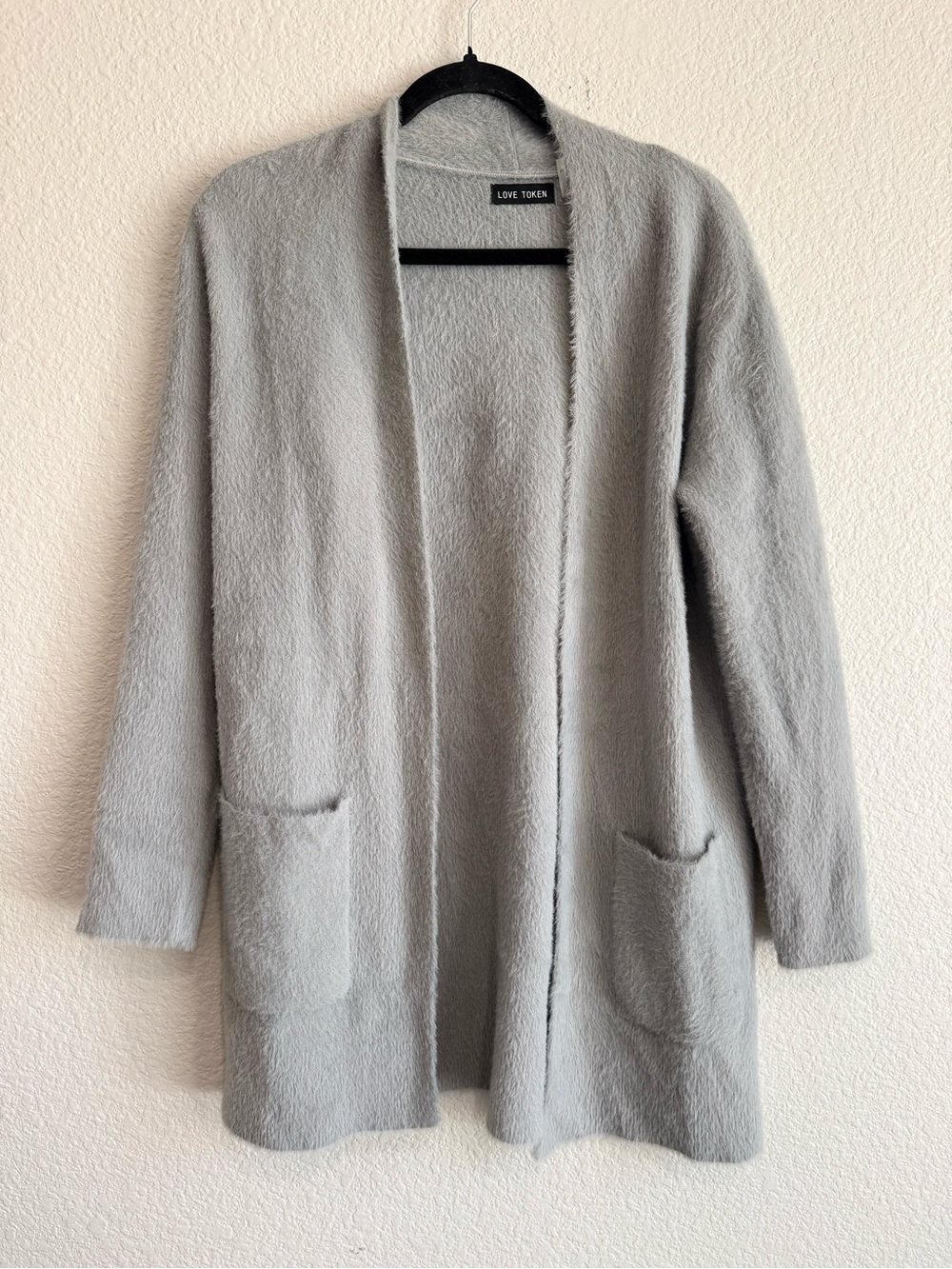 Love Token Women's Open-Front Gray Cozy Cardigan Sweater medium extra soft